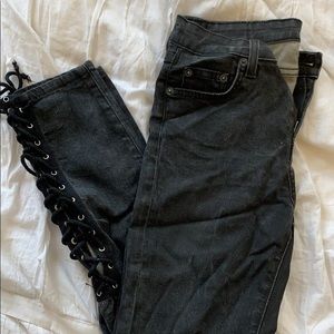 Carmar lace-up black jeans